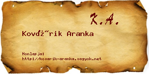 Kovárik Aranka névjegykártya