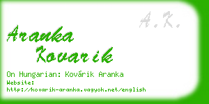 aranka kovarik business card
